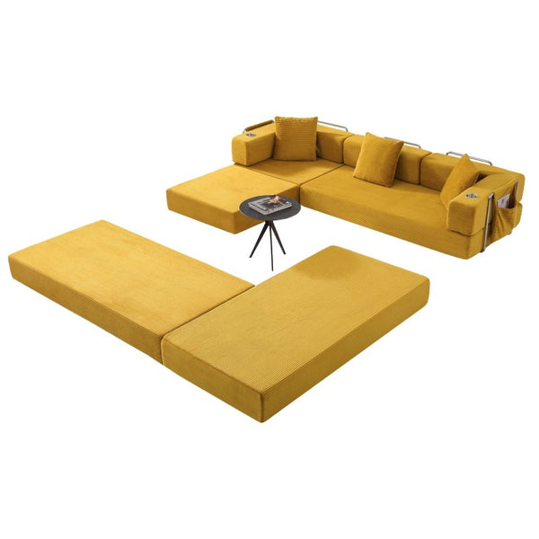 English Elm 108 Inch Modular Corduroy Sectional with Deep Cushioned Cloud Seating for Living Rooms W5385S00054