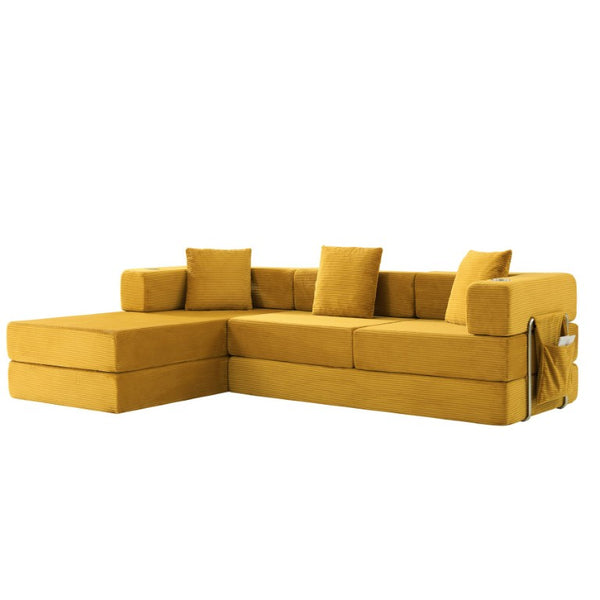 English Elm 108 Inch Modular Corduroy Sectional with Deep Cushioned Cloud Seating for Living Rooms W5385S00054
