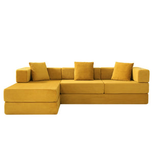 English Elm 108 Inch Modular Corduroy Sectional with Deep Cushioned Cloud Seating for Living Rooms W5385S00054