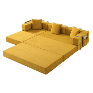 English Elm 108 Inch Modular Corduroy Sectional with Deep Cushioned Cloud Seating for Living Rooms W5385S00054