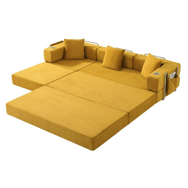 English Elm 108 Inch Modular Corduroy Sectional with Deep Cushioned Cloud Seating for Living Rooms W5385S00054