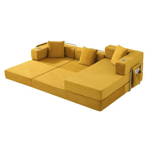 English Elm 108 Inch Modular Corduroy Sectional with Deep Cushioned Cloud Seating for Living Rooms W5385S00054