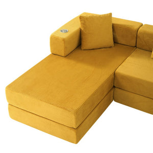 English Elm 108 Inch Modular Corduroy Sectional with Deep Cushioned Cloud Seating for Living Rooms W5385S00054