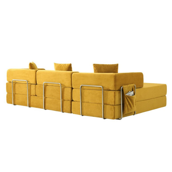 English Elm 108 Inch Modular Corduroy Sectional with Deep Cushioned Cloud Seating for Living Rooms W5385S00054