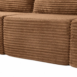 English Elm 131 Inch Oversized Corduroy Cloud Sofa with Memory Foam Modules and Two Ottomans Brown W5385S00068