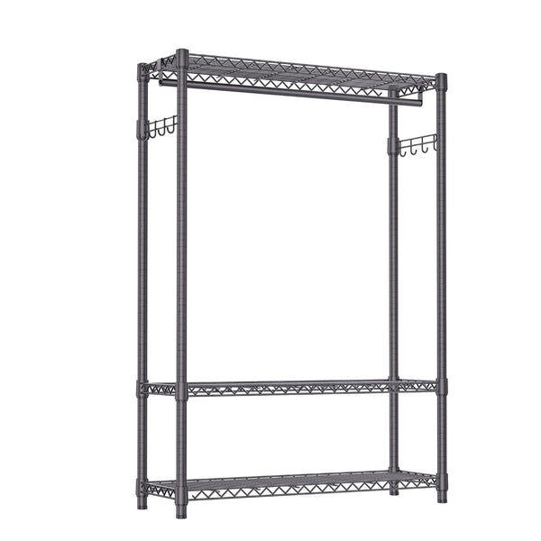 English Elm Heavy Duty Carbon Steel Garment Rack with Rod Hooks Rolling Wheels Closet Organizer W5386P445627
