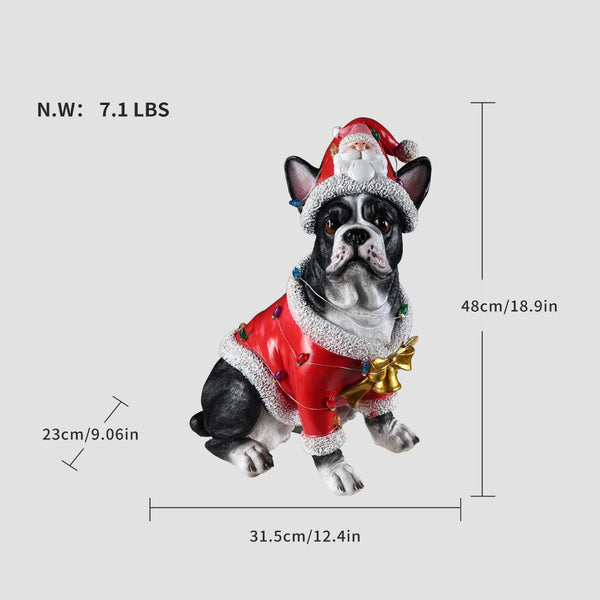 English Elm Holiday Golden Retriever Sculpture Festive Santa Hat Yard Entryway Seasonal Decor Statue Black W5398P459589