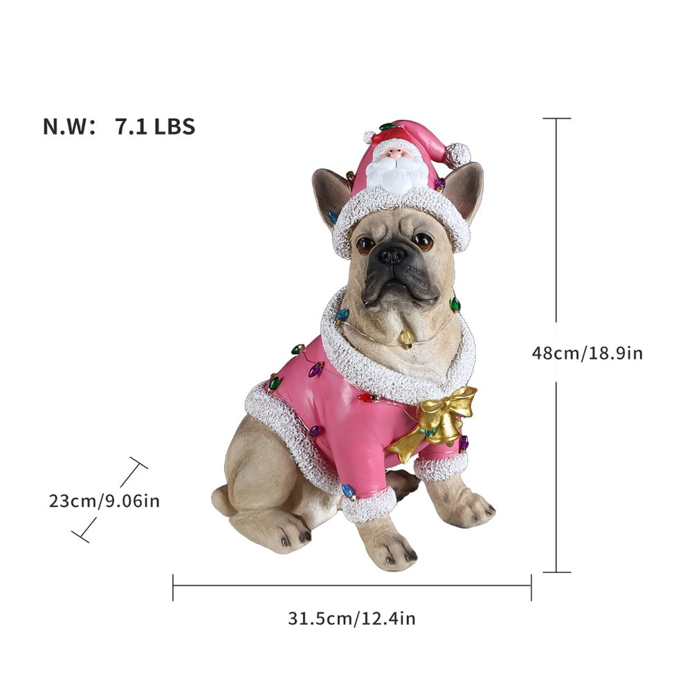 English Elm Holiday Golden Retriever Sculpture Festive Santa Hat Yard Entryway Seasonal Decor Statue Brown - A W5398P459590