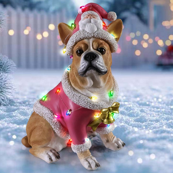 English Elm Holiday Golden Retriever Sculpture Festive Santa Hat Yard Entryway Seasonal Decor Statue Brown - B W5398P459591