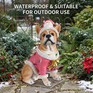 English Elm Holiday Golden Retriever Sculpture Festive Santa Hat Yard Entryway Seasonal Decor Statue Brown - B W5398P459591