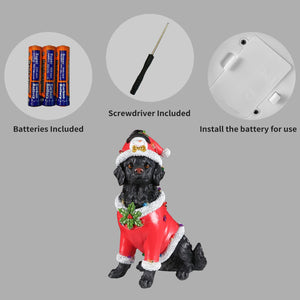 English Elm Holiday Golden Retriever Santa Hat Sculpture Weather Resistant Outdoor Festive Yard Accent Black+Red W5398P459593