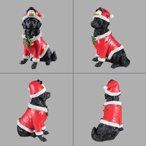 English Elm Holiday Golden Retriever Santa Hat Sculpture Weather Resistant Outdoor Festive Yard Accent Black+Red W5398P459593