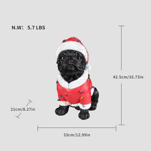 English Elm Holiday Golden Retriever Santa Hat Statue Hand-painted Weather-resistant Yard Decor Black W5398P459594