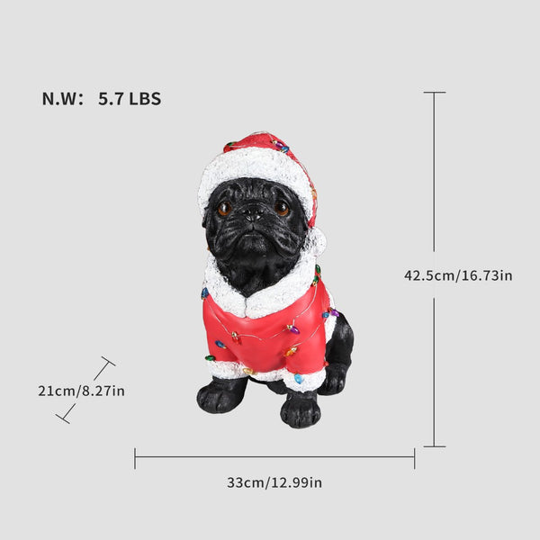 English Elm Holiday Golden Retriever Santa Hat Statue Hand-painted Weather-resistant Yard Decor Black W5398P459594