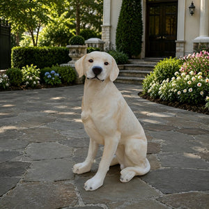 English Elm Outdoor Labrador Sitting Dog Sculpture UV Resistant Lifelike Yard Porch Garden Greeter W5398P464623