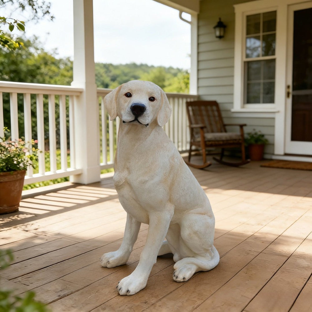 English Elm Outdoor Labrador Sitting Dog Sculpture UV Resistant Lifelike Yard Porch Garden Greeter W5398P464623