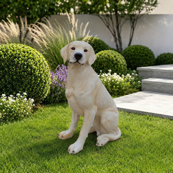 English Elm Outdoor Labrador Sitting Dog Sculpture UV Resistant Lifelike Yard Porch Garden Greeter W5398P464623