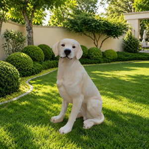 English Elm Outdoor Labrador Sitting Dog Sculpture UV Resistant Lifelike Yard Porch Garden Greeter W5398P464623