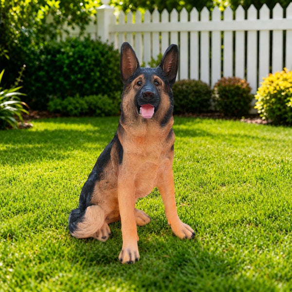 English Elm Outdoor German Shepherd Garden Statue Lifelike Sculpted Yard Greeter Porch Decor W5398P464625