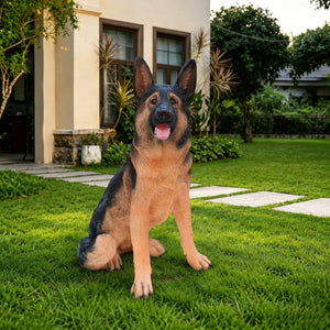 English Elm Outdoor German Shepherd Garden Statue Lifelike Sculpted Yard Greeter Porch Decor W5398P464625