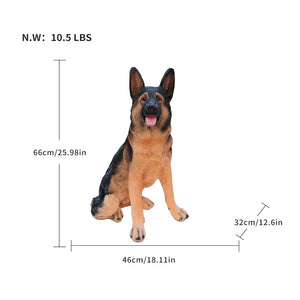English Elm Outdoor German Shepherd Garden Statue Lifelike Sculpted Yard Greeter Porch Decor W5398P464625