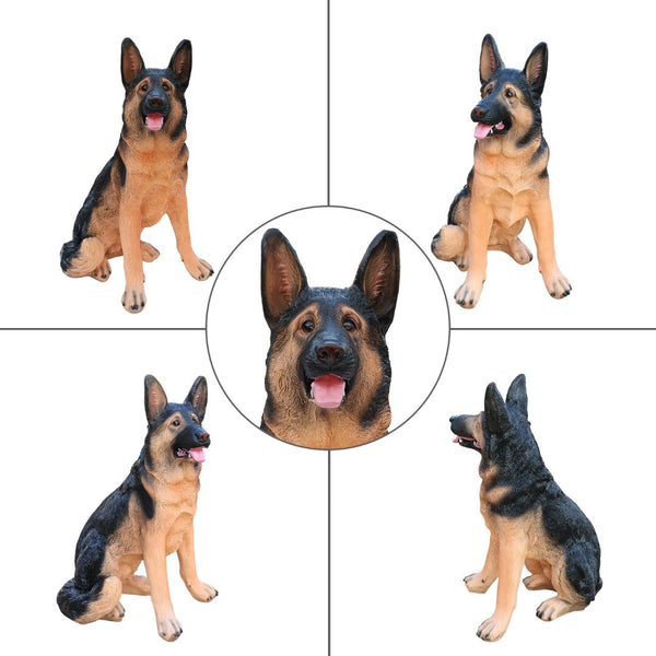 English Elm Outdoor German Shepherd Garden Statue Lifelike Sculpted Yard Greeter Porch Decor W5398P464625