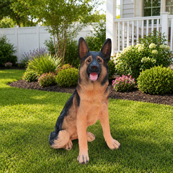 English Elm Outdoor German Shepherd Garden Statue Lifelike Sculpted Yard Greeter Porch Decor W5398P464625