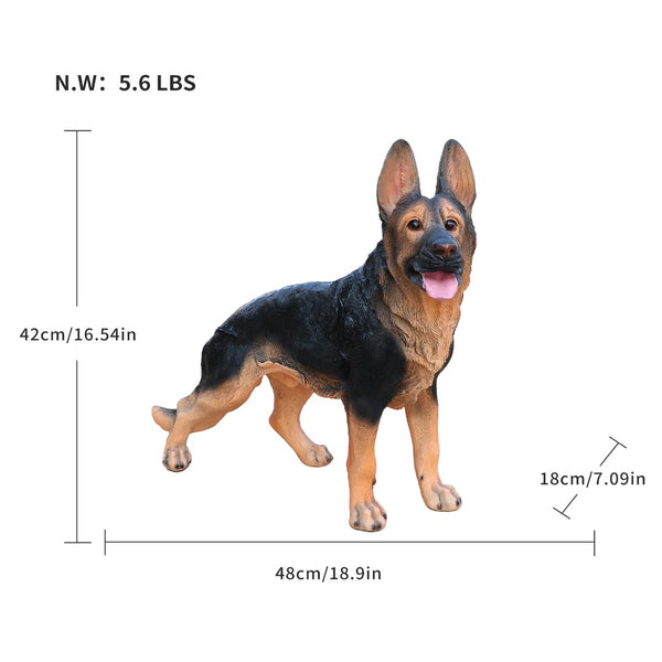 English Elm Outdoor German Shepherd Lawn Statue Lifelike Sculpted Garden Greeter for Porch or Yard W5398P464628
