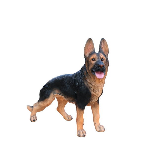 English Elm Outdoor German Shepherd Lawn Statue Lifelike Sculpted Garden Greeter for Porch or Yard W5398P464628