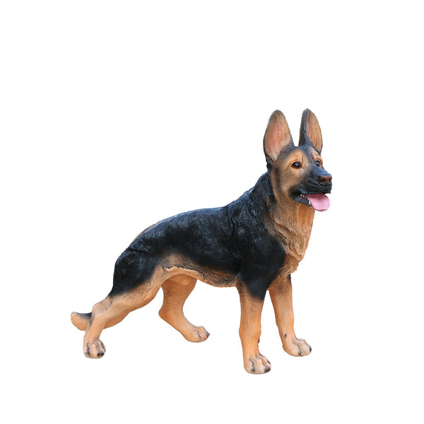 English Elm Outdoor German Shepherd Lawn Statue Lifelike Sculpted Garden Greeter for Porch or Yard W5398P464628