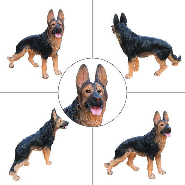 English Elm Outdoor German Shepherd Lawn Statue Lifelike Sculpted Garden Greeter for Porch or Yard W5398P464628