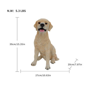 English Elm Yellow Labrador Seated Garden Statue Lifelike Sculpted Puppy Porch Lawn Accent W5398P464634