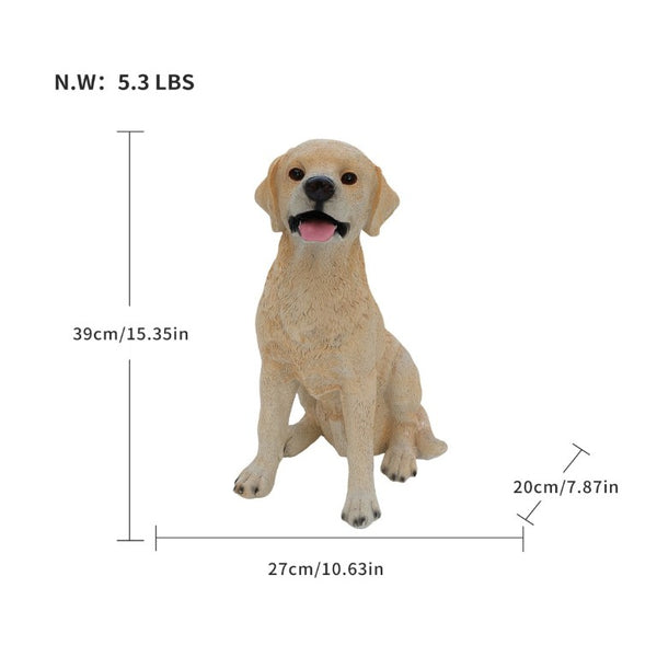 English Elm Yellow Labrador Seated Garden Statue Lifelike Sculpted Puppy Porch Lawn Accent W5398P464634