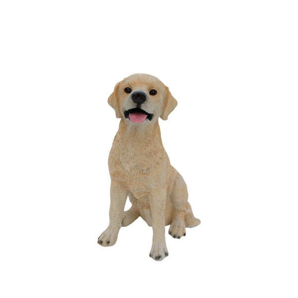 English Elm Yellow Labrador Seated Garden Statue Lifelike Sculpted Puppy Porch Lawn Accent W5398P464634