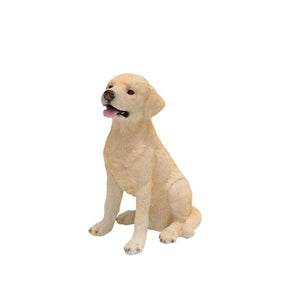 English Elm Yellow Labrador Seated Garden Statue Lifelike Sculpted Puppy Porch Lawn Accent W5398P464634