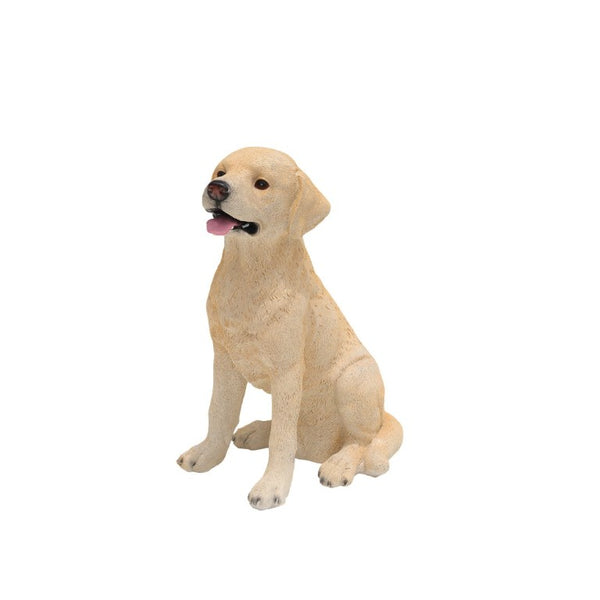 English Elm Yellow Labrador Seated Garden Statue Lifelike Sculpted Puppy Porch Lawn Accent W5398P464634