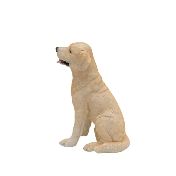 English Elm Yellow Labrador Seated Garden Statue Lifelike Sculpted Puppy Porch Lawn Accent W5398P464634