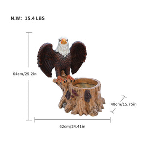 English Elm Majestic Eagle Polyresin Garden Planter Wildlife Sculpture on Rustic Tree Stump Base W5398P487662