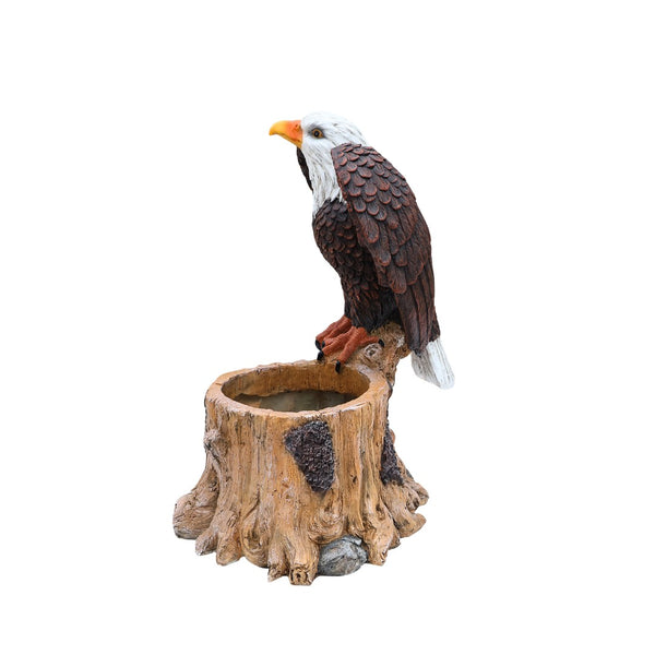 English Elm Majestic Eagle Polyresin Garden Planter Wildlife Sculpture on Rustic Tree Stump Base W5398P487662