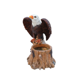 English Elm Majestic Eagle Polyresin Garden Planter Wildlife Sculpture on Rustic Tree Stump Base W5398P487662