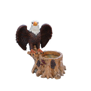 English Elm Majestic Eagle Polyresin Garden Planter Wildlife Sculpture on Rustic Tree Stump Base W5398P487662