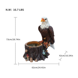 English Elm Realistic Eagle Perched on Stump Polyresin Garden Planter for Rustic Outdoor Lawn W5398P487663