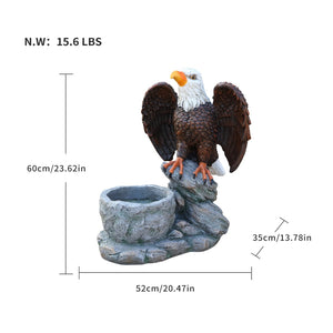 English Elm Standing Eagle Sculpture Planter Faux Stone Wildlife Accent for Garden or Entryway W5398P487664