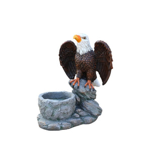 English Elm Standing Eagle Sculpture Planter Faux Stone Wildlife Accent for Garden or Entryway W5398P487664