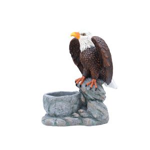 English Elm Standing Eagle Sculpture Planter Faux Stone Wildlife Accent for Garden or Entryway W5398P487664