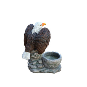 English Elm Standing Eagle Sculpture Planter Faux Stone Wildlife Accent for Garden or Entryway W5398P487664