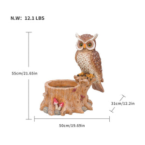 English Elm Decorative Polyresin Owl Sculpture Branch Planter Woodland Porch Garden Accent Piece W5398P487665