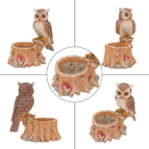 English Elm Decorative Polyresin Owl Sculpture Branch Planter Woodland Porch Garden Accent Piece W5398P487665