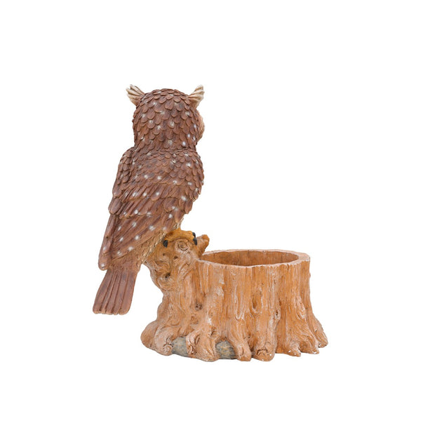English Elm Decorative Polyresin Owl Sculpture Branch Planter Woodland Porch Garden Accent Piece W5398P487665