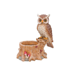English Elm Decorative Polyresin Owl Sculpture Branch Planter Woodland Porch Garden Accent Piece W5398P487665